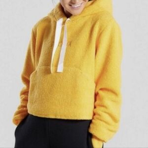 Gymshark Cropped Citrus Yellow Hoodie | Size M